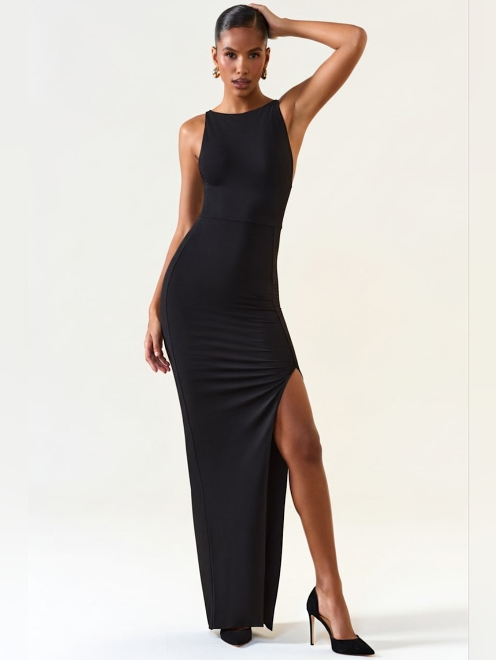 Oh Polly Mylie Modal Racerback Maxi Dress in Black